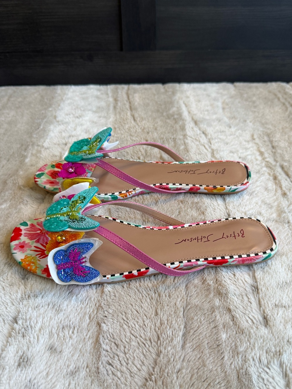 NEW Betsey Johnson Sellena Slide Sandal in Teal Multi Size 8.5” - Picture 7 of 13